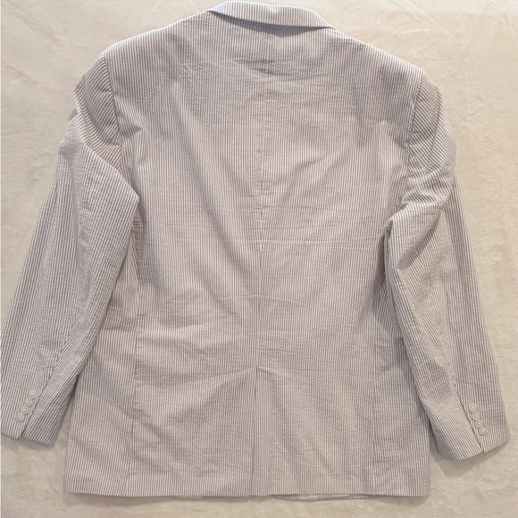 Saddlebred Blue & White Seersucker Blazer | 48L | 100% Cotton - Picture 7 of 9